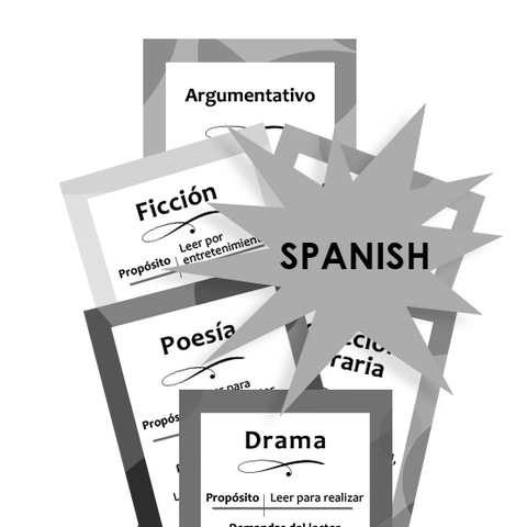 SPANISH Elem Genre Bookmarks (B/W)